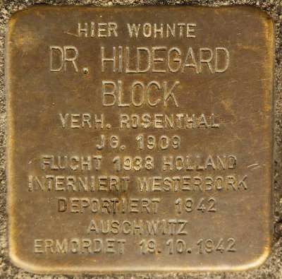 Stolpersteinbild Dr. Hildegard Rosenthal, geborene Block